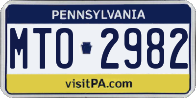 PA license plate MTO2982