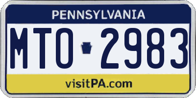 PA license plate MTO2983