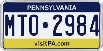 PA license plate MTO2984