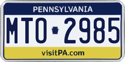 PA license plate MTO2985