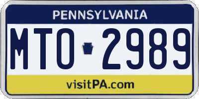 PA license plate MTO2989