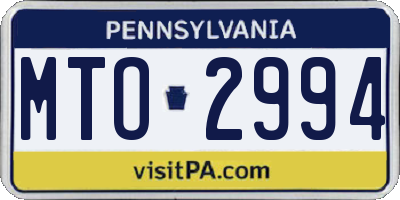 PA license plate MTO2994