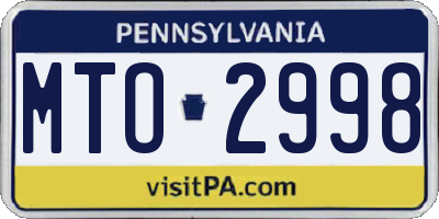 PA license plate MTO2998