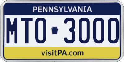 PA license plate MTO3000