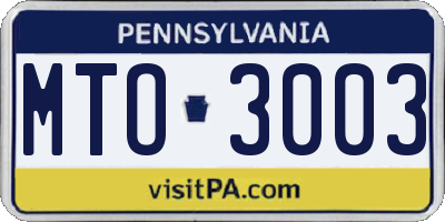 PA license plate MTO3003