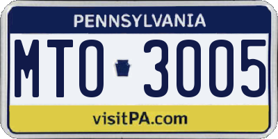 PA license plate MTO3005
