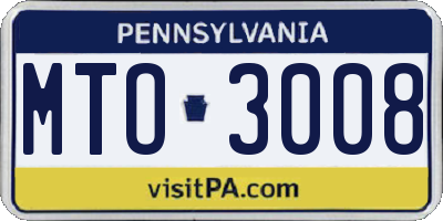 PA license plate MTO3008