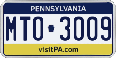 PA license plate MTO3009
