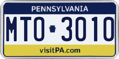 PA license plate MTO3010