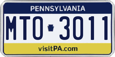 PA license plate MTO3011