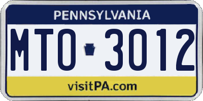 PA license plate MTO3012