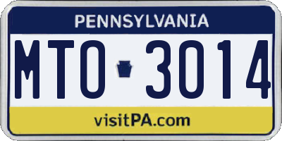 PA license plate MTO3014