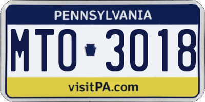 PA license plate MTO3018