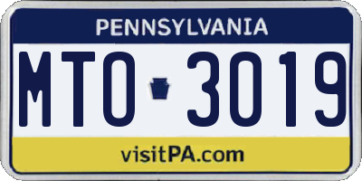 PA license plate MTO3019