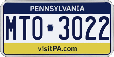 PA license plate MTO3022