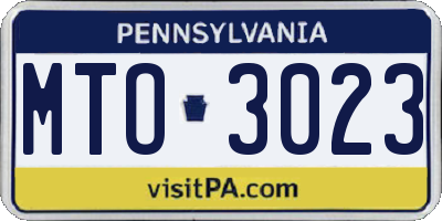 PA license plate MTO3023