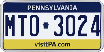 PA license plate MTO3024