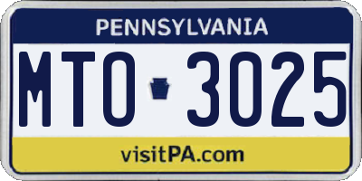 PA license plate MTO3025