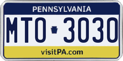 PA license plate MTO3030