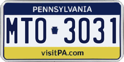 PA license plate MTO3031