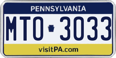 PA license plate MTO3033