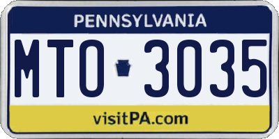 PA license plate MTO3035