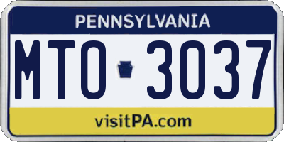 PA license plate MTO3037