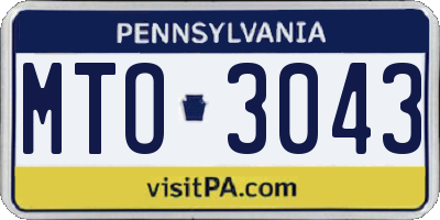 PA license plate MTO3043