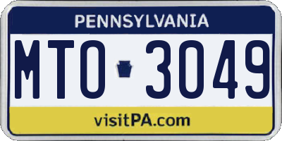 PA license plate MTO3049