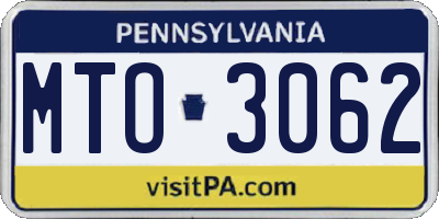 PA license plate MTO3062