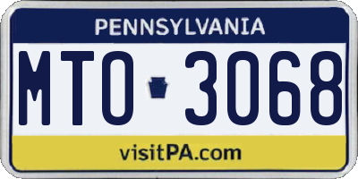 PA license plate MTO3068