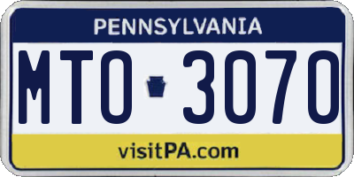 PA license plate MTO3070