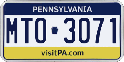 PA license plate MTO3071