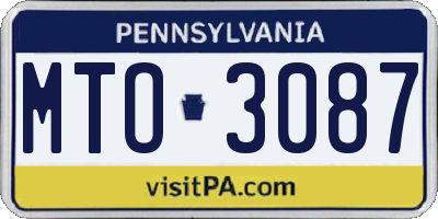 PA license plate MTO3087