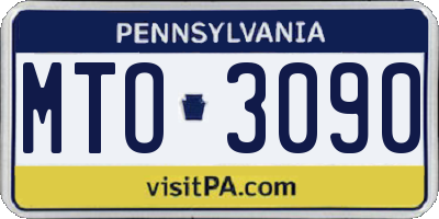 PA license plate MTO3090