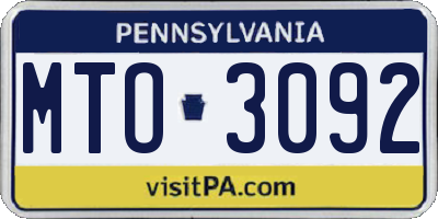 PA license plate MTO3092