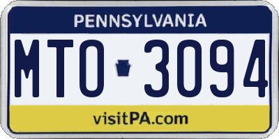 PA license plate MTO3094
