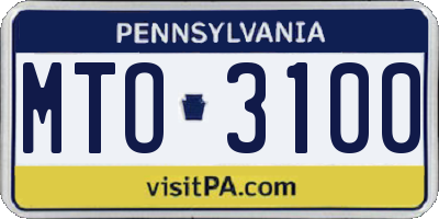PA license plate MTO3100
