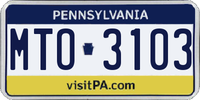 PA license plate MTO3103