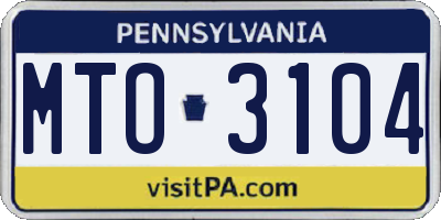 PA license plate MTO3104