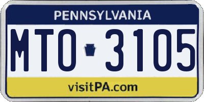 PA license plate MTO3105