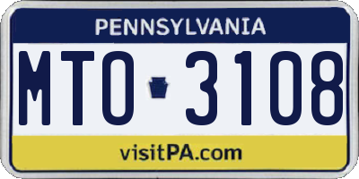 PA license plate MTO3108