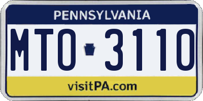 PA license plate MTO3110