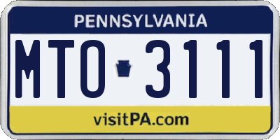 PA license plate MTO3111