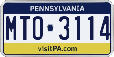 PA license plate MTO3114