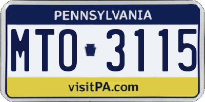 PA license plate MTO3115