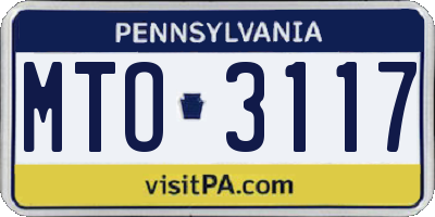 PA license plate MTO3117