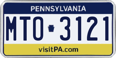 PA license plate MTO3121