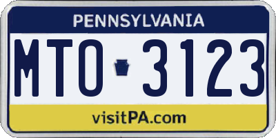 PA license plate MTO3123