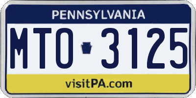 PA license plate MTO3125